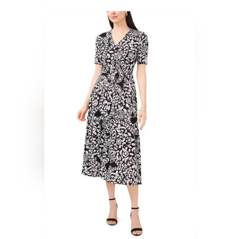 Chaus Monochrome Floral Midi Dress